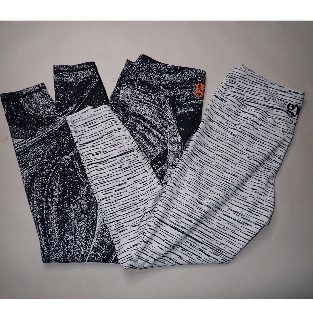 LOT Grrrl Leggings HEIDI size XXL Black White Patterns Workout Athletic